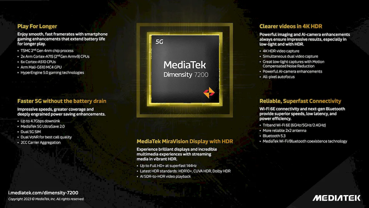 MediaTek Dimensity 7200, o chip para telefones intermediários