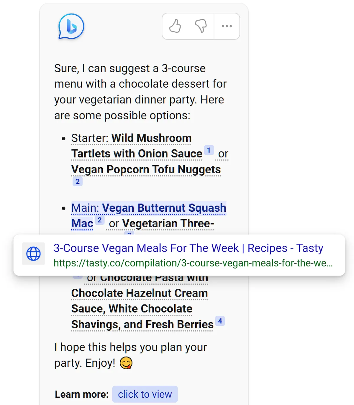 Planejando um jantar usando o novo Bing (BleepingComputer)
