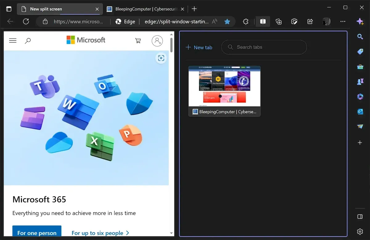 Microsoft Edge está recebendo um recurso de tela dividida