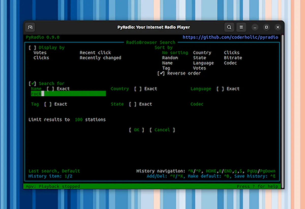 PyRadio 0.9.0 lançado com suporte a www.radio-browser.info
