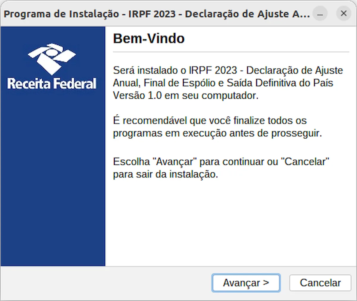 Como instalar o programa IRPF 2023 no Linux via arquivo BIN