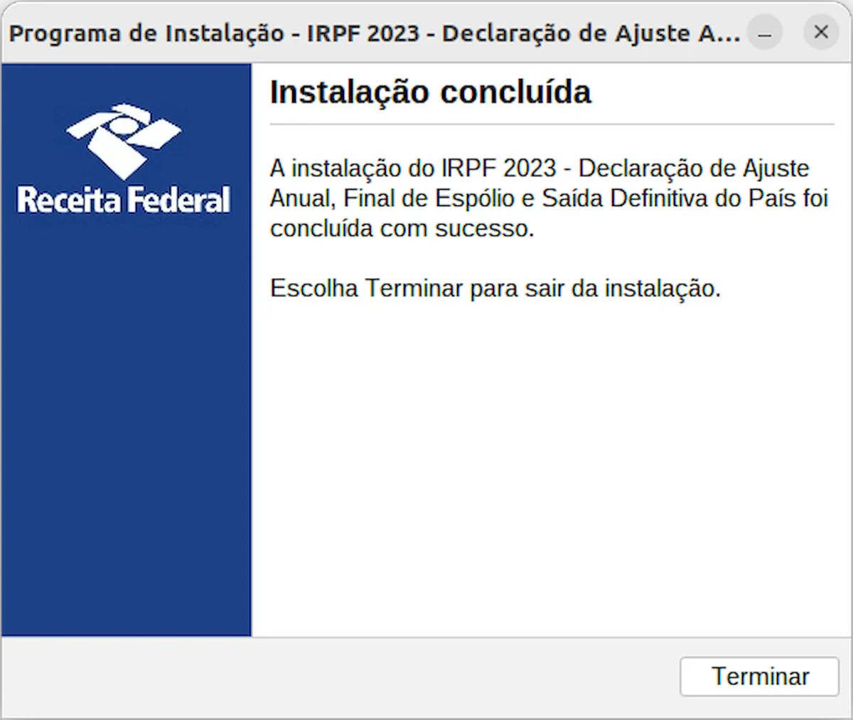 clique no botão Concluir