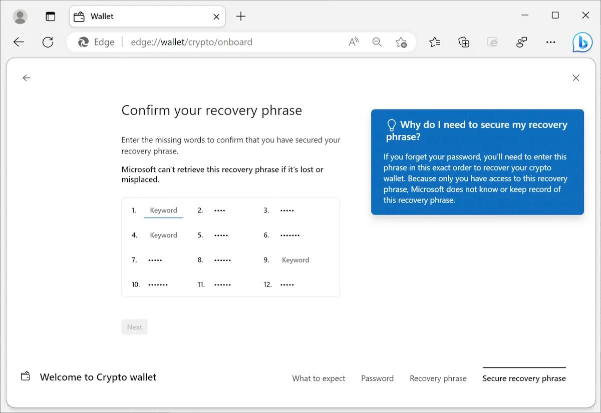 Microsoft Edge terá uma carteira criptográfica integrada