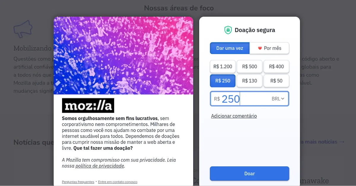 Mozilla lançou uma campanha de arrecadação de fundos