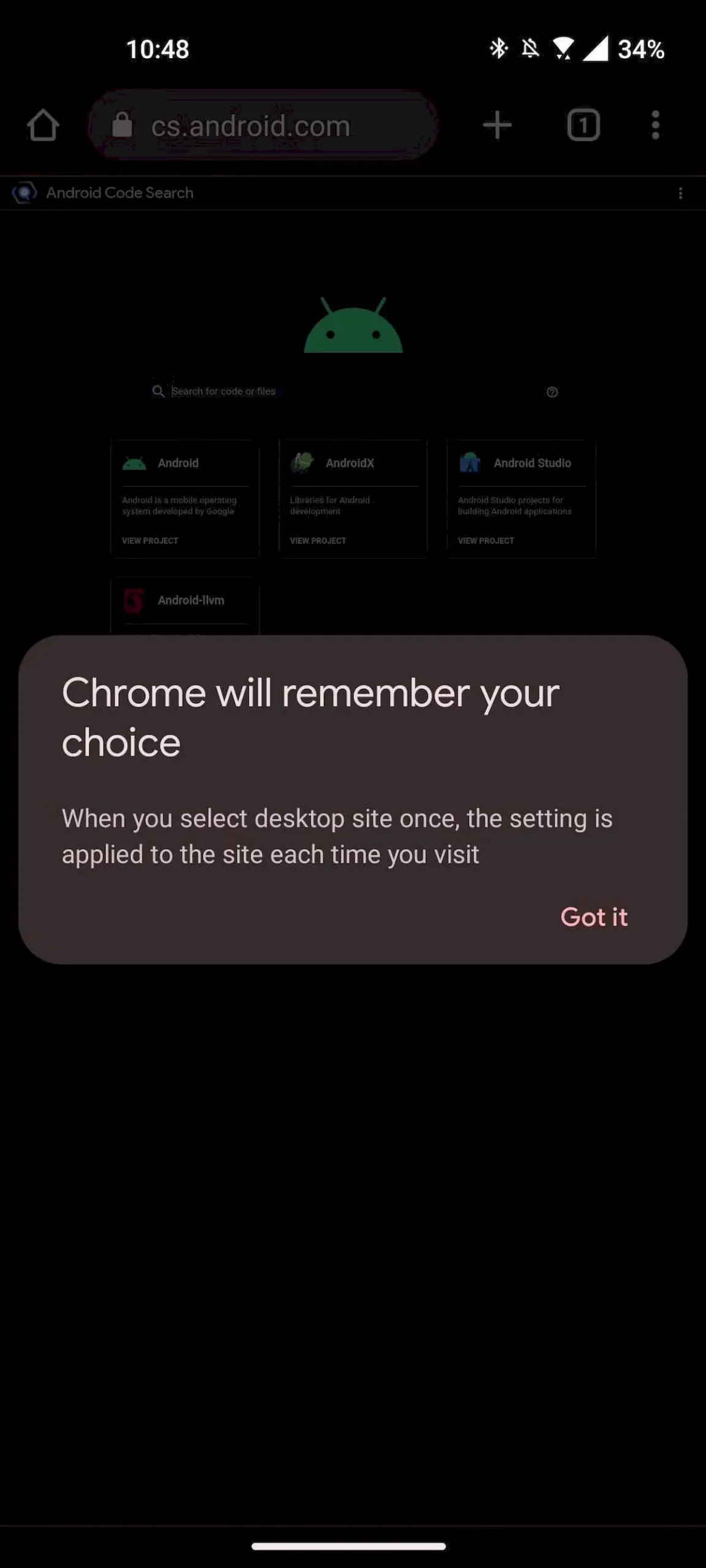Opção "Site para Computador" do Chrome mobile mudará