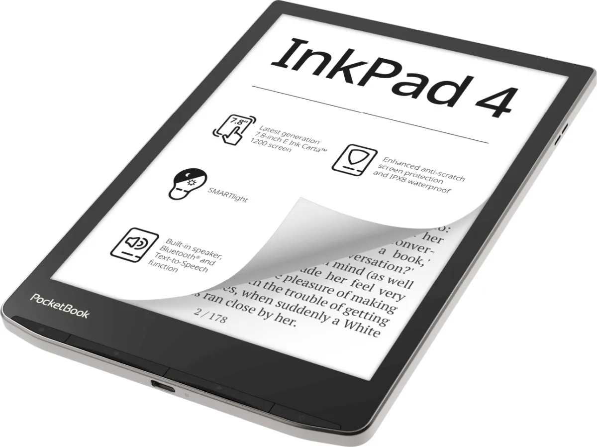 PocketBook InkPad 4, um eReader com speaker e áudio Bluetooth