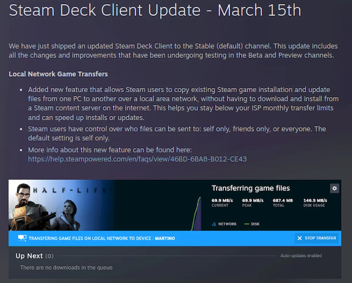 Steam Deck já faz a transferência de jogos do PC pela rede local