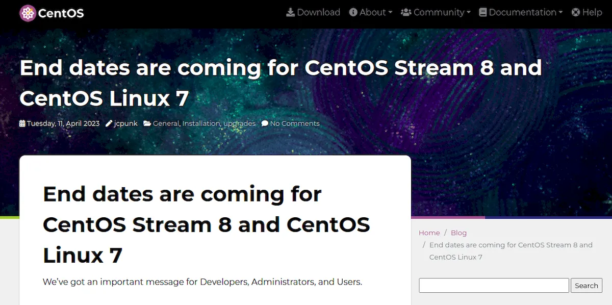 CentOS Linux 7 e Stream 8 estão chegando ao fim da vida útil