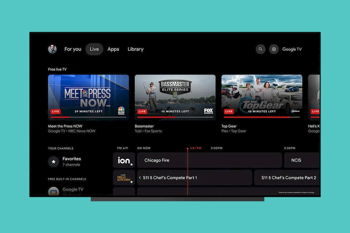 Google TV renovou a aba Live e adicionou mais canais gratuitos