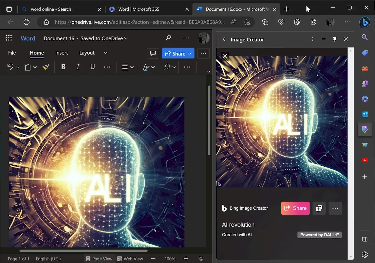 Microsoft Edge ganhou um gerador de imagem IA integrado