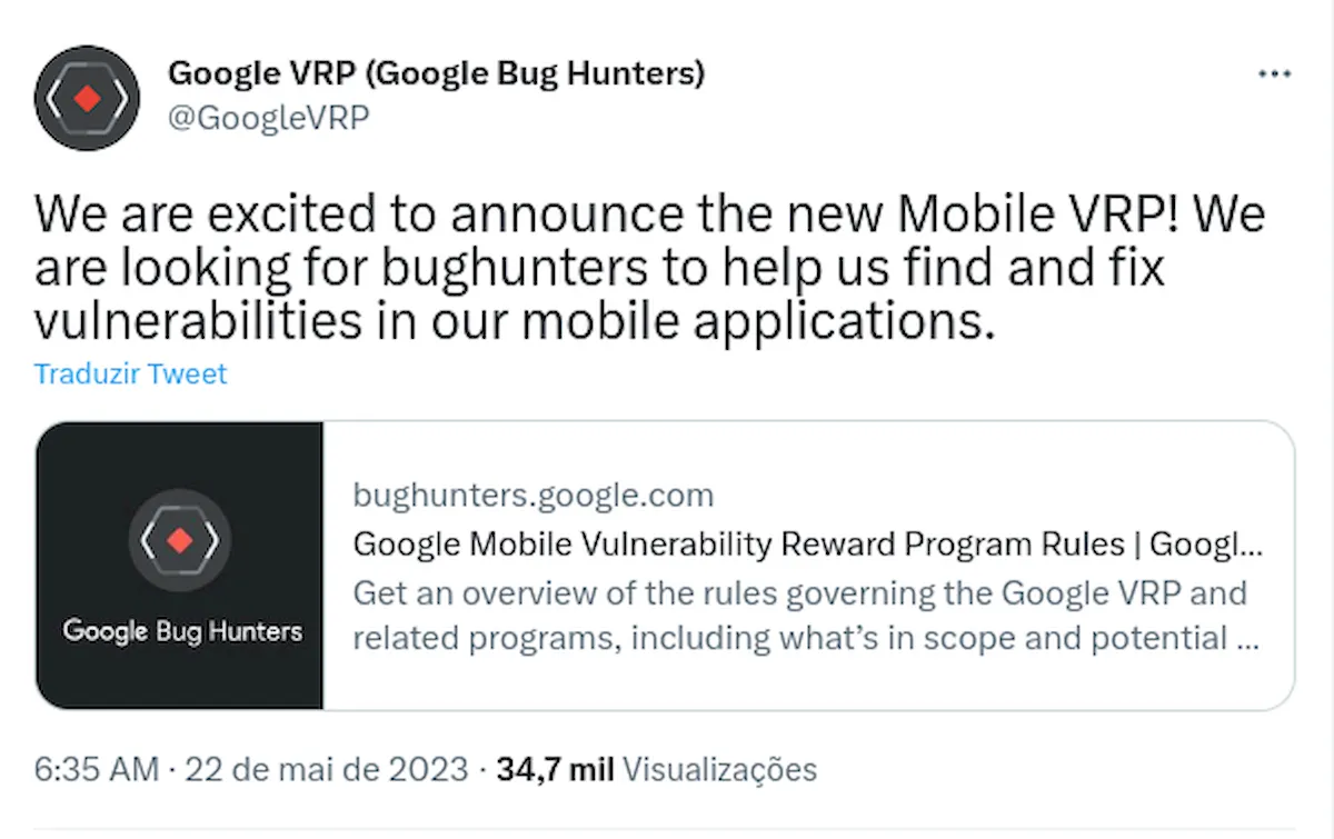 Google lançou o Mobile Vulnerability Rewards Program
