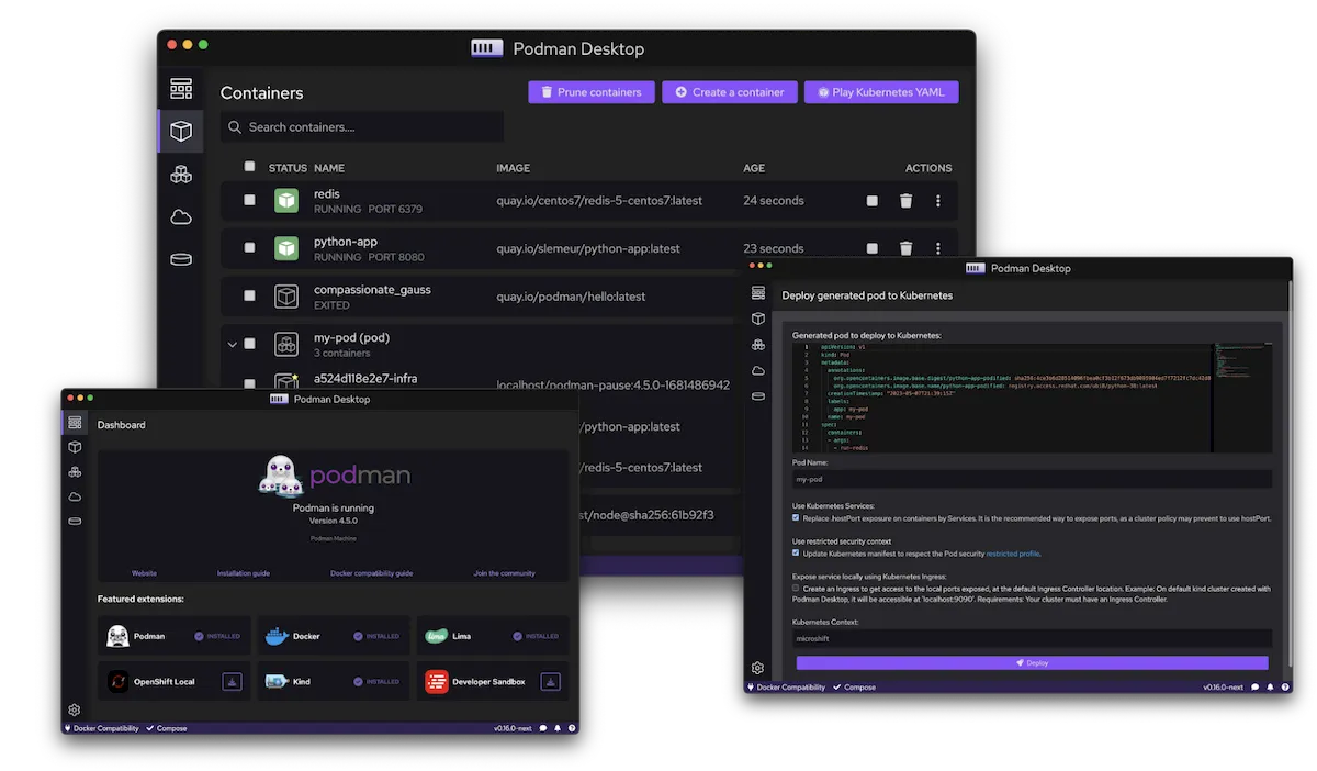 Podman Desktop 1 lançado com integração nativa ao Kubernetes