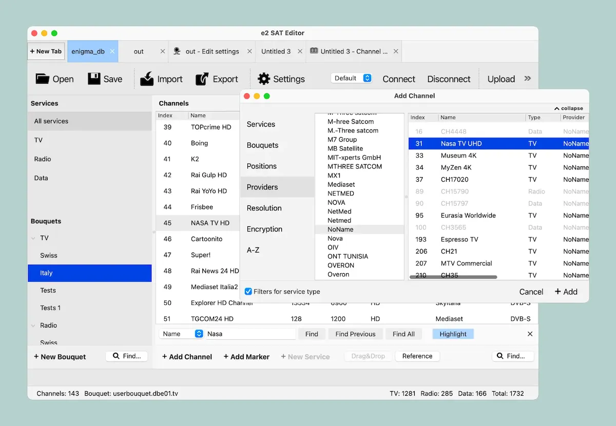 Como instalar o e2 SAT Editor no Linux via Flatpak