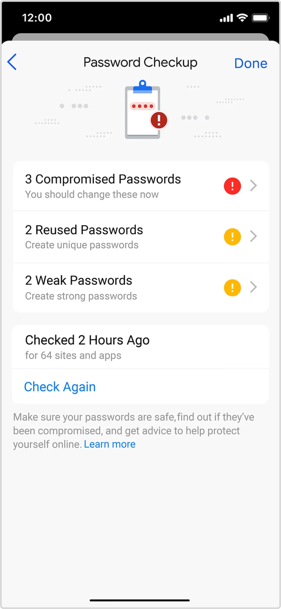 Verificação de senha aprimorada no iOS (Google)