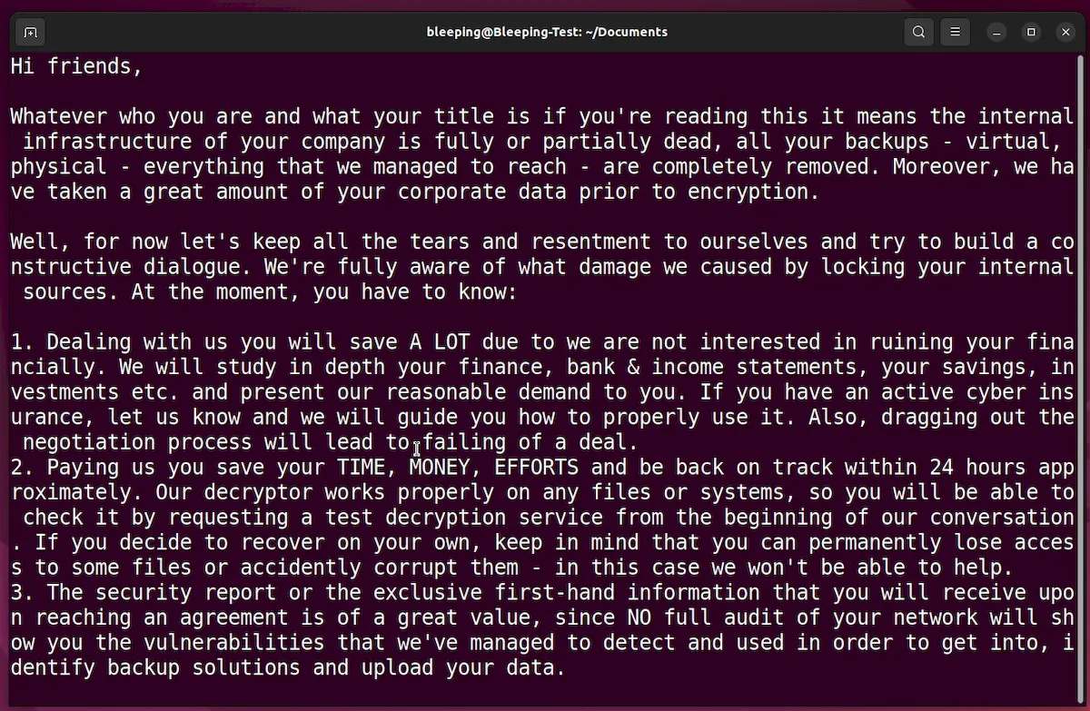 Nota de resgate de Akira caiu em servidores Linux