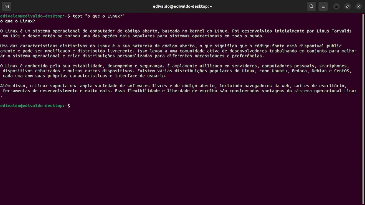 Como usar o ChatGPT no terminal do Linux sem chaves de API