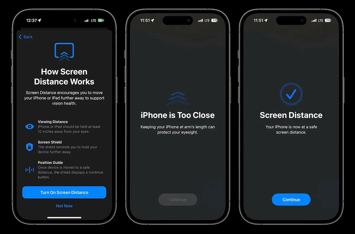 Recurso Distância da tela do iOS 17 cuidará dos seus olhos