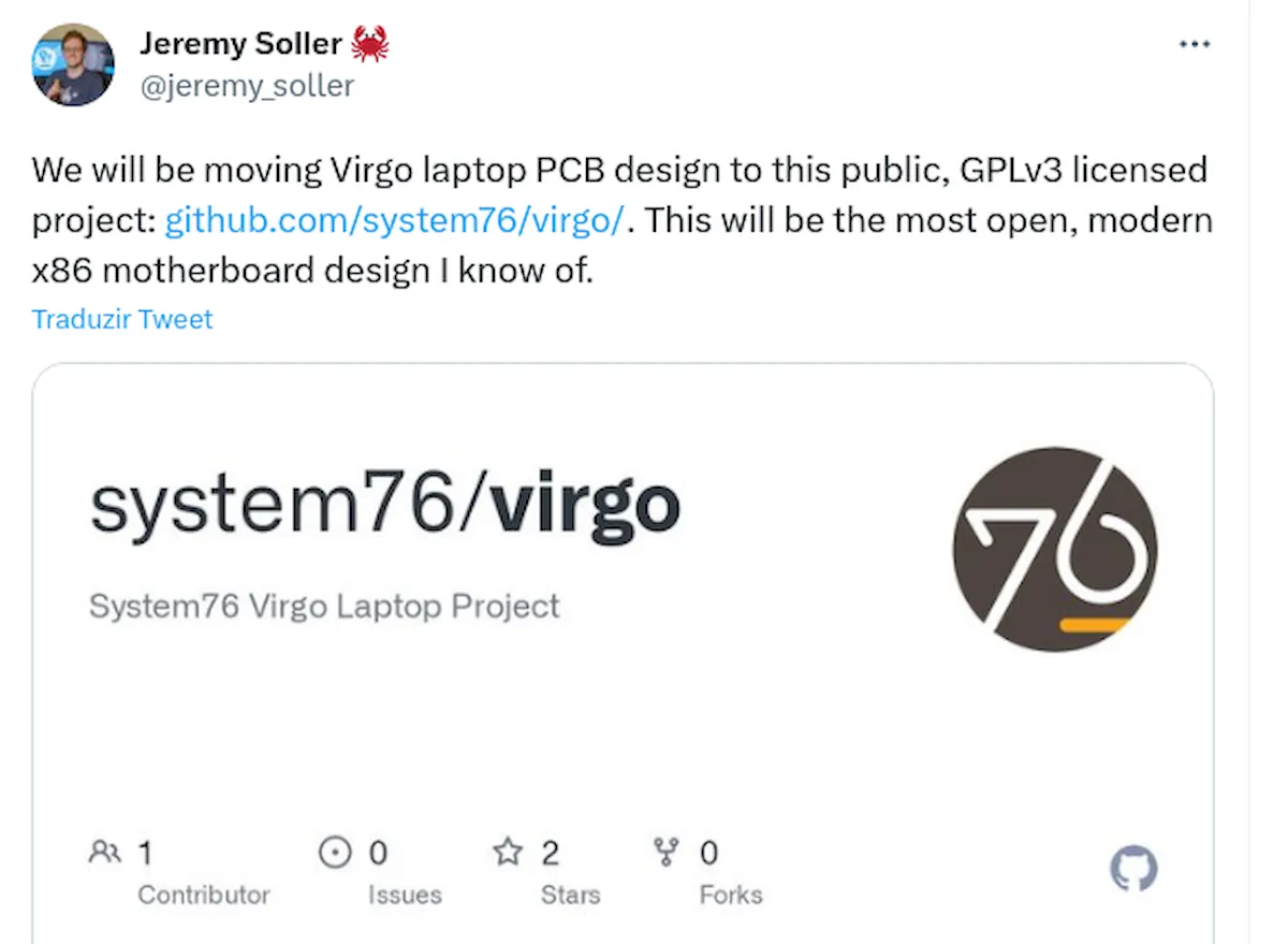 System76 lançou os arquivos de design do PCB do laptop Virgo
