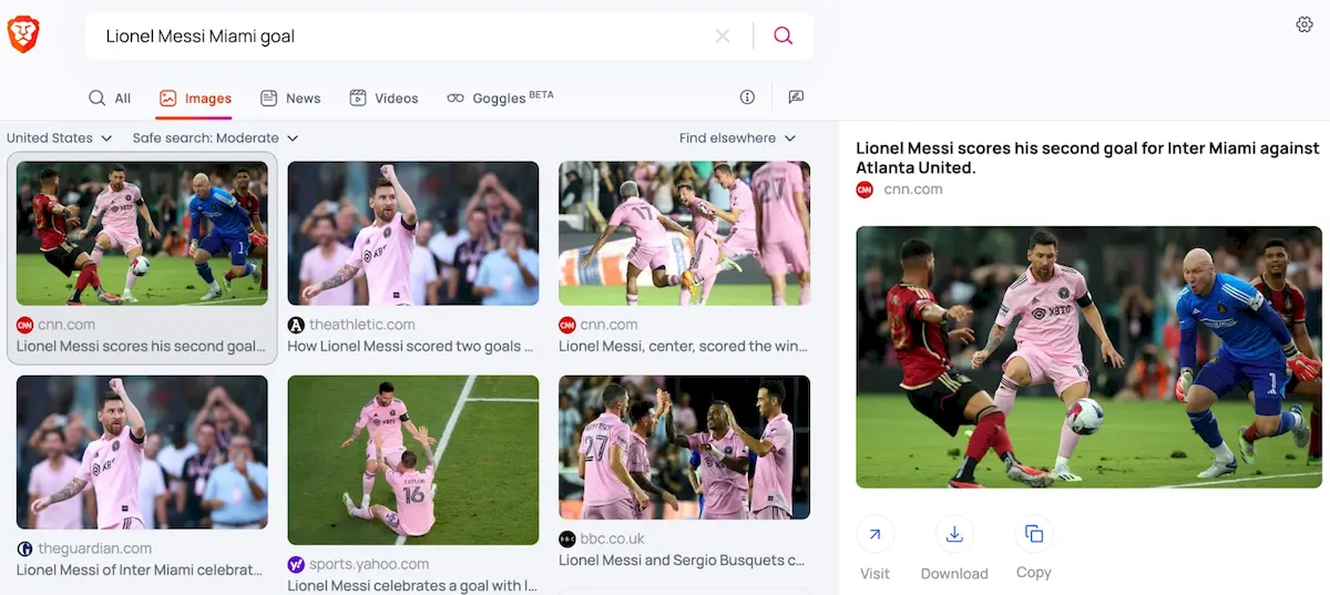 Brave Search agora tem pesquisa privada de imagens e vídeos