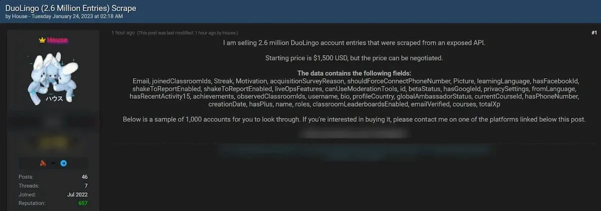 Dados de usuários do Duolingo foram divulgados em fórum hacker