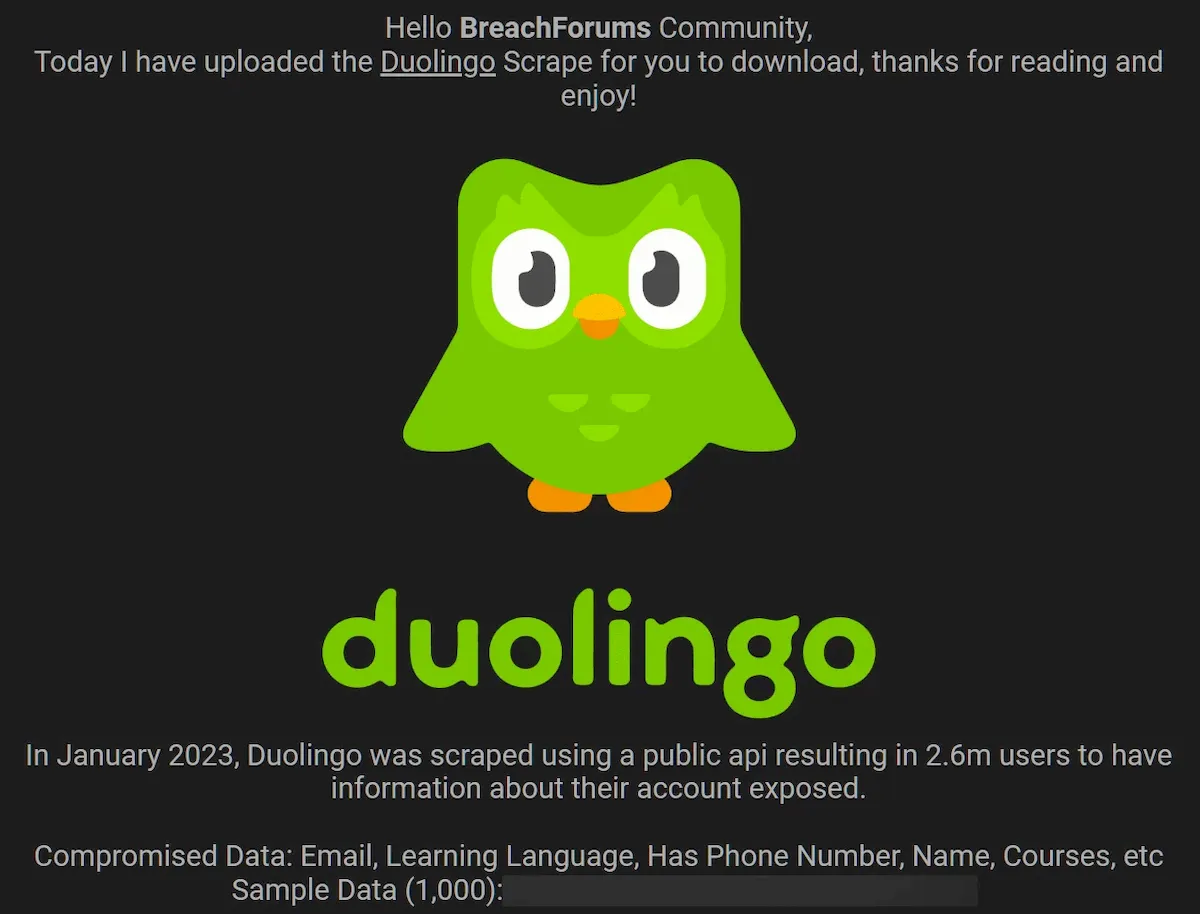 Dados de usuários do Duolingo foram divulgados em fórum hacker
