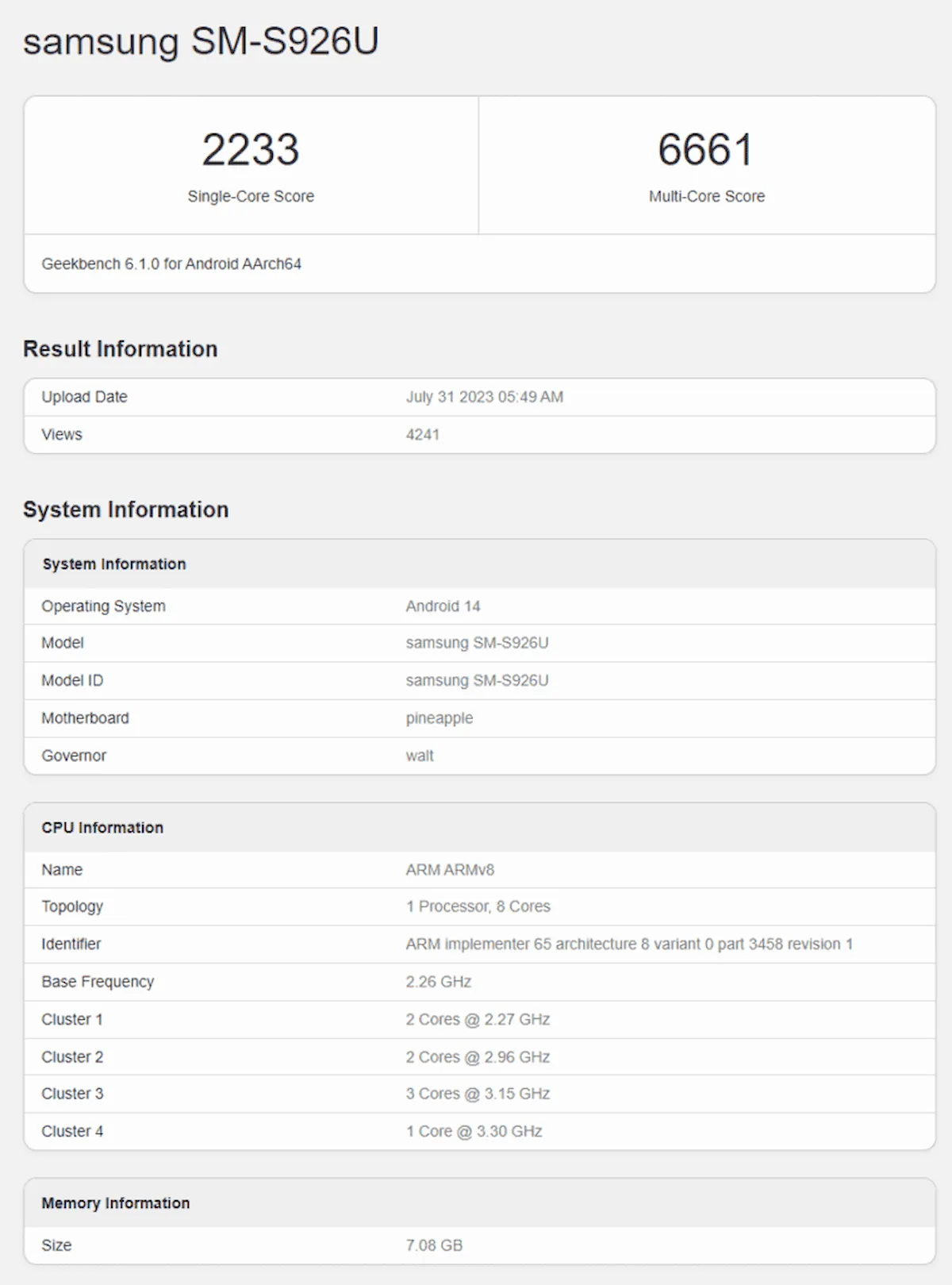 Galaxy S24+ com Snapdragon 8 Gen 3 apareceu no geekbench 6