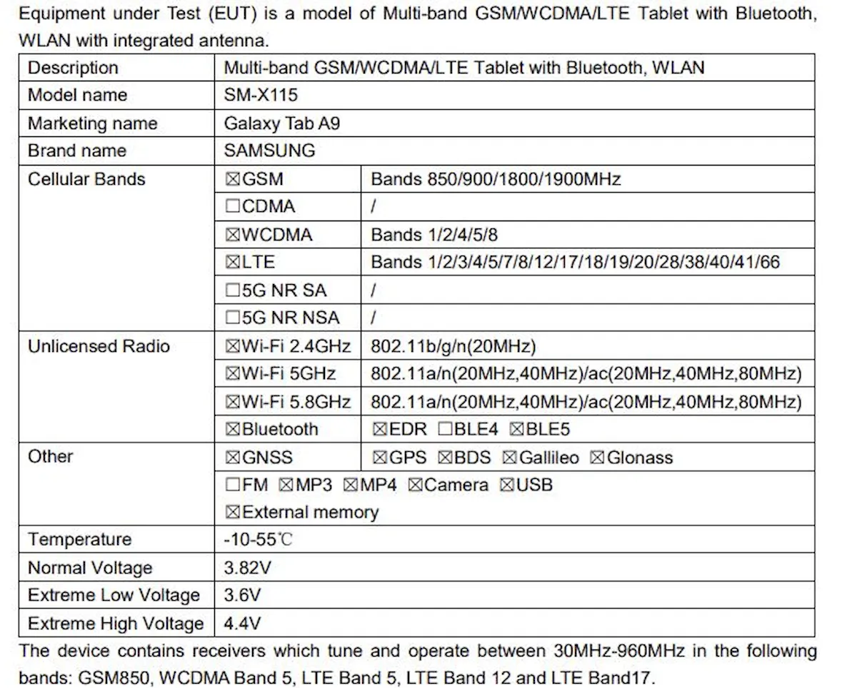 Tablet Galaxy Tab A9 apareceu no site da FCC e da WiFi Alliance