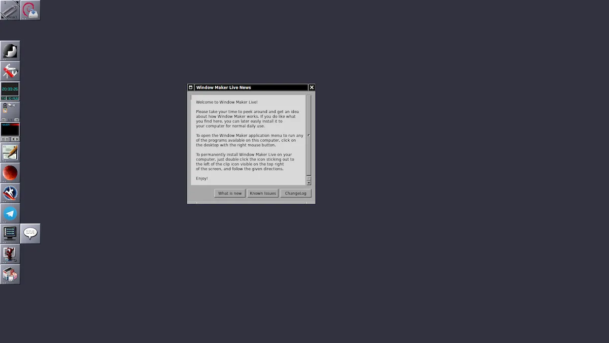 Window Maker Live 0.95.9-0 lançado com base no Debian 12.1