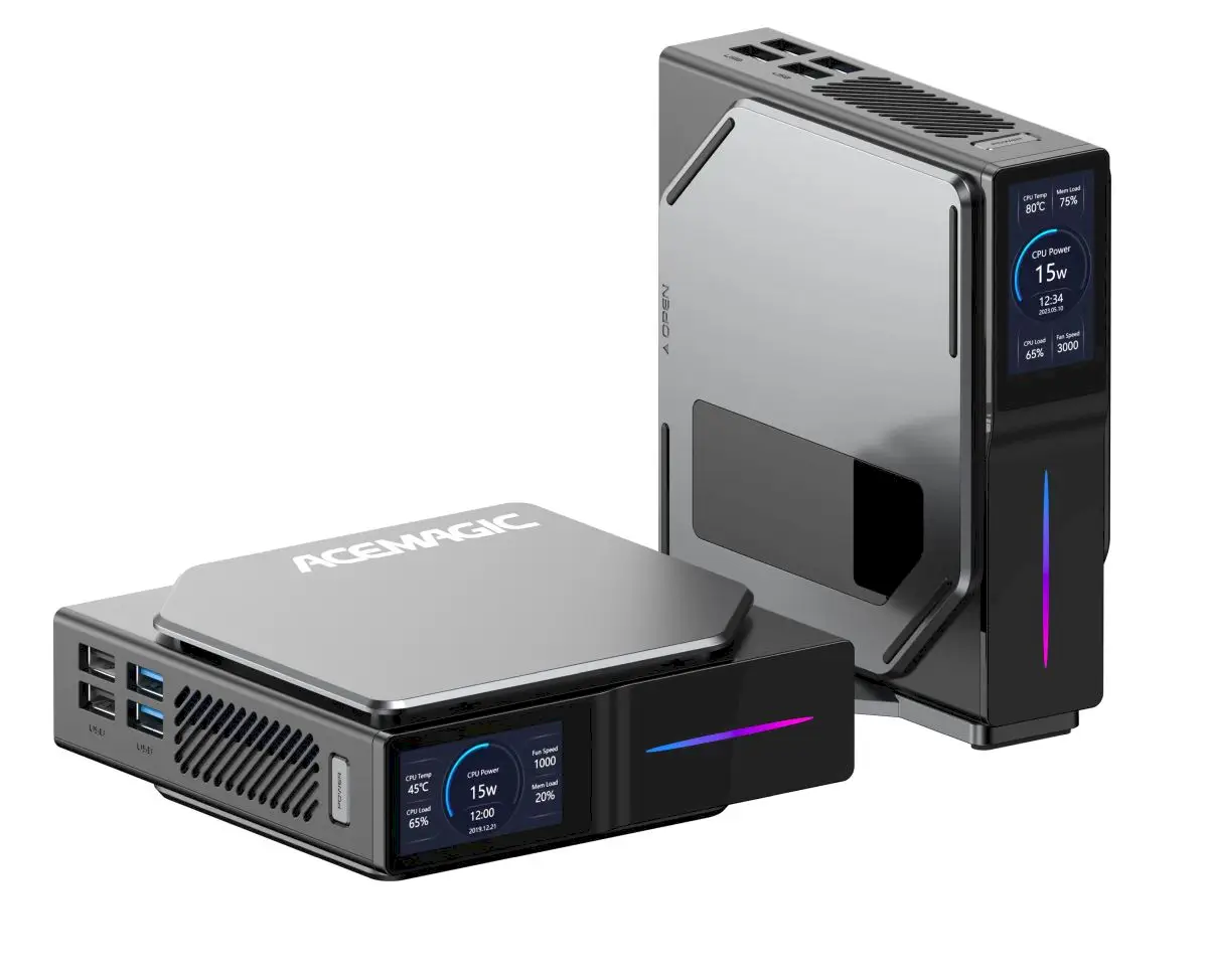 ACEMAGIC S1, um mini PC com Intel N95 e um LCD de status