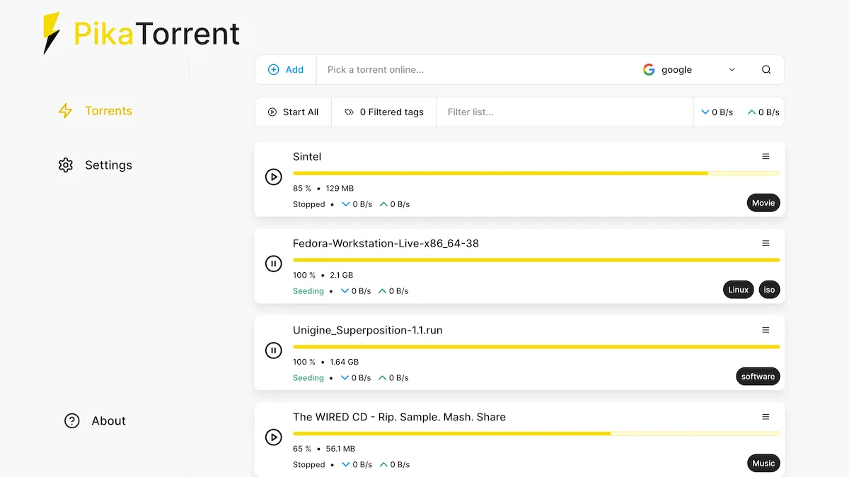 Como instalar o cliente BitTorrent PikaTorrent no Linux via Flatpak