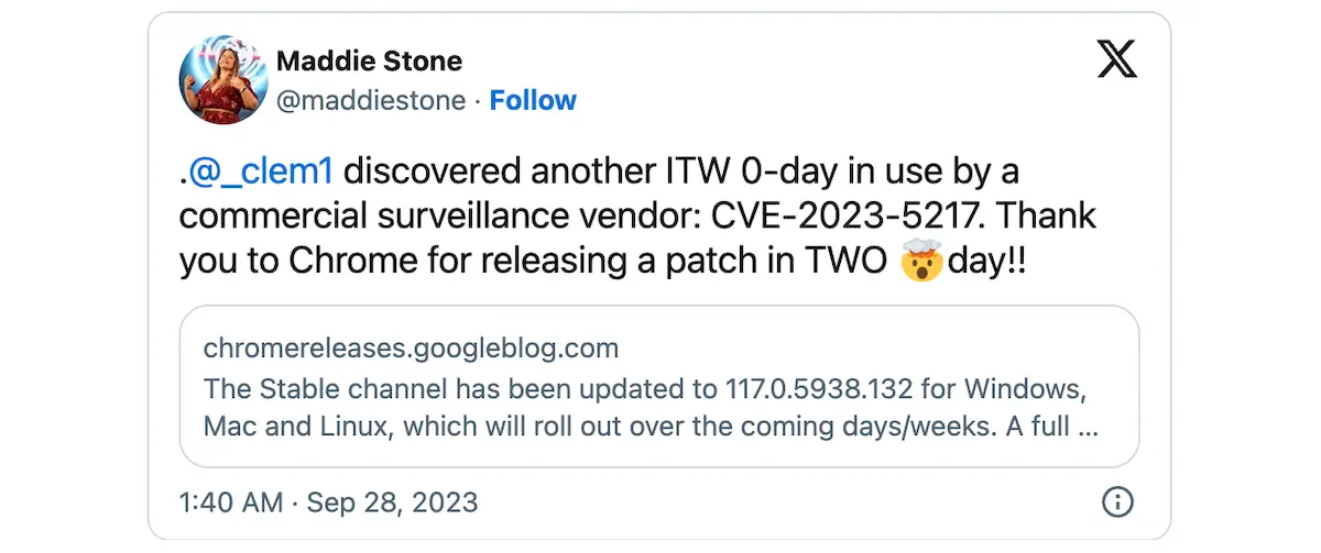 Google corrigiu a quinta falha zero-day do Chrome de 2023 4 Google corrigiu a quinta falha zero-day do Chrome de 2023