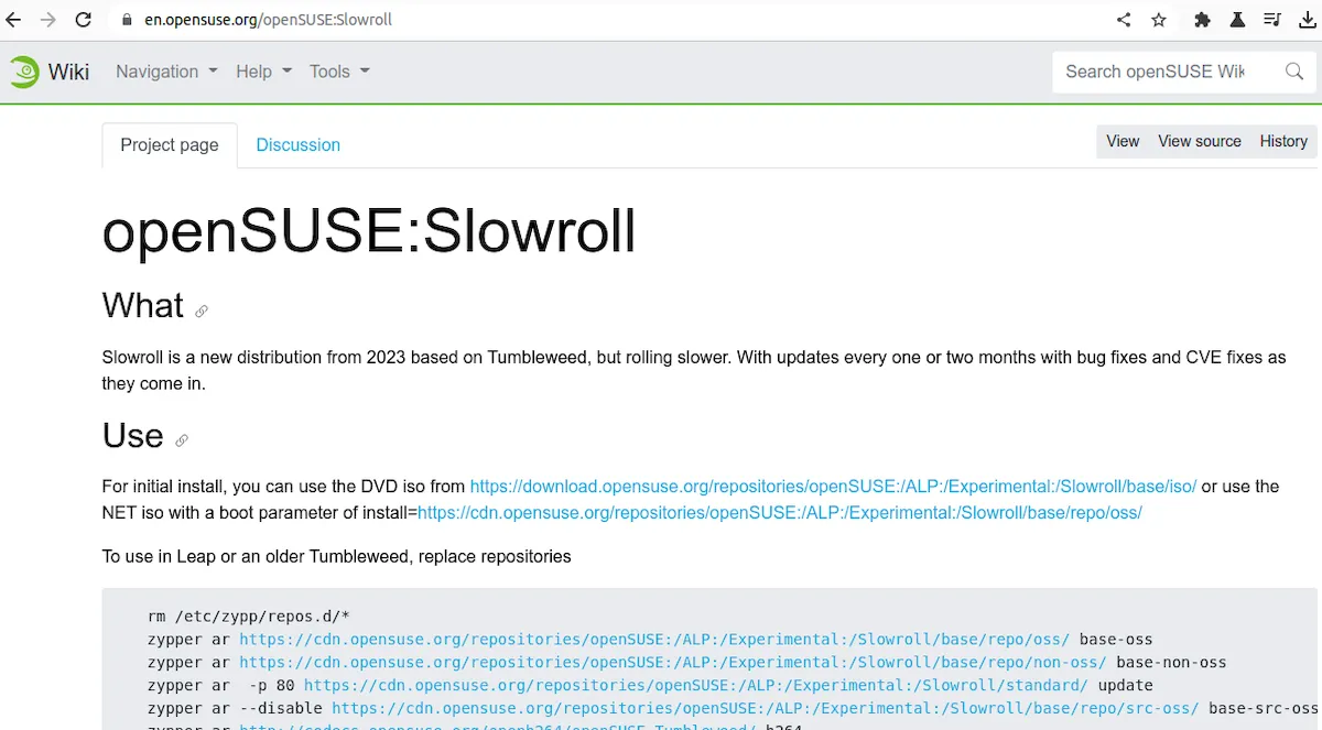 openSUSE Slowroll, um openSUSE Tumbleweed mais lento
