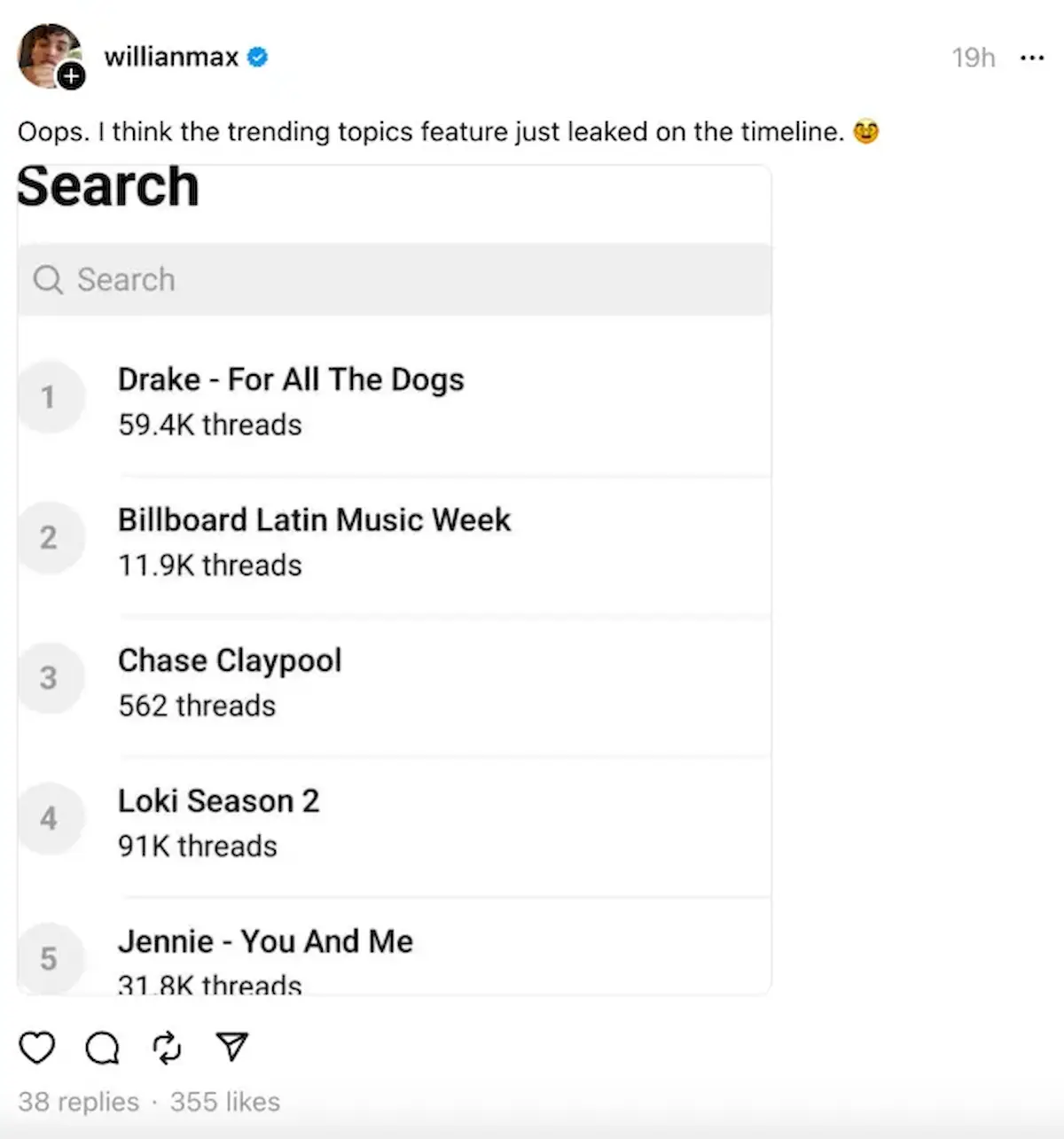 Instagram Threads terá um recurso Trending Topics