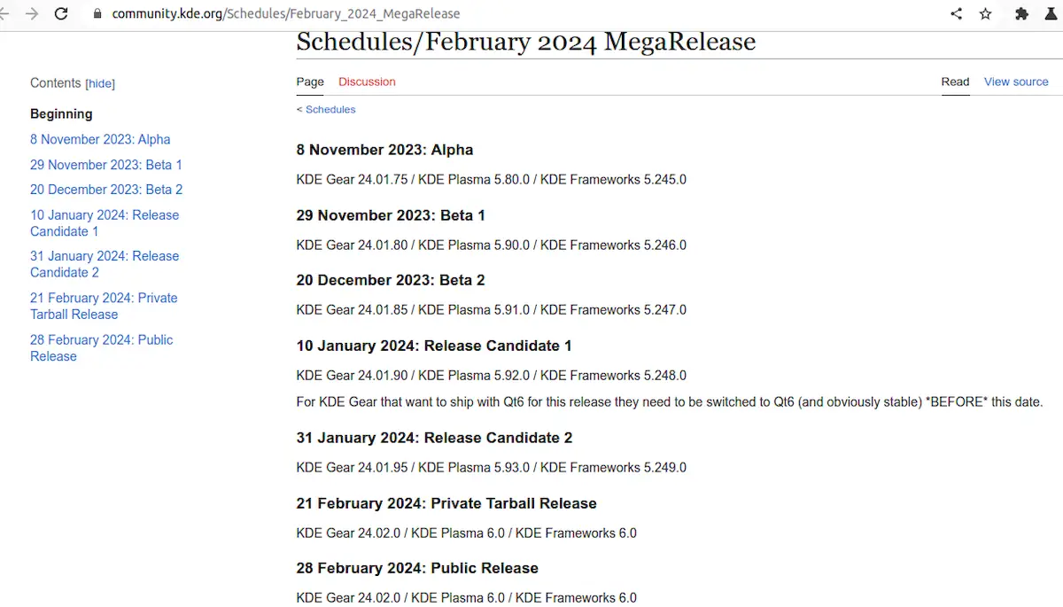 Revelado o cronograma de lançamento do KDE Plasma 6