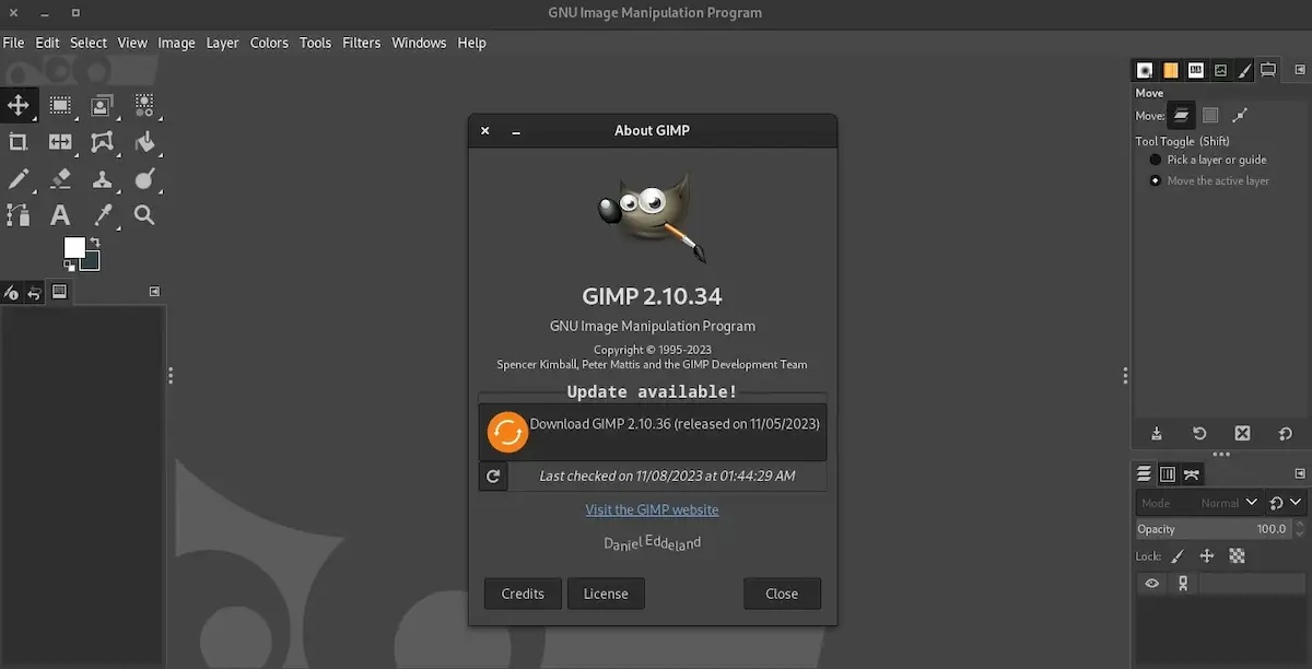 GIMP 2.10.36 lançado com suporte para paletas ASE e ACB, e mais
