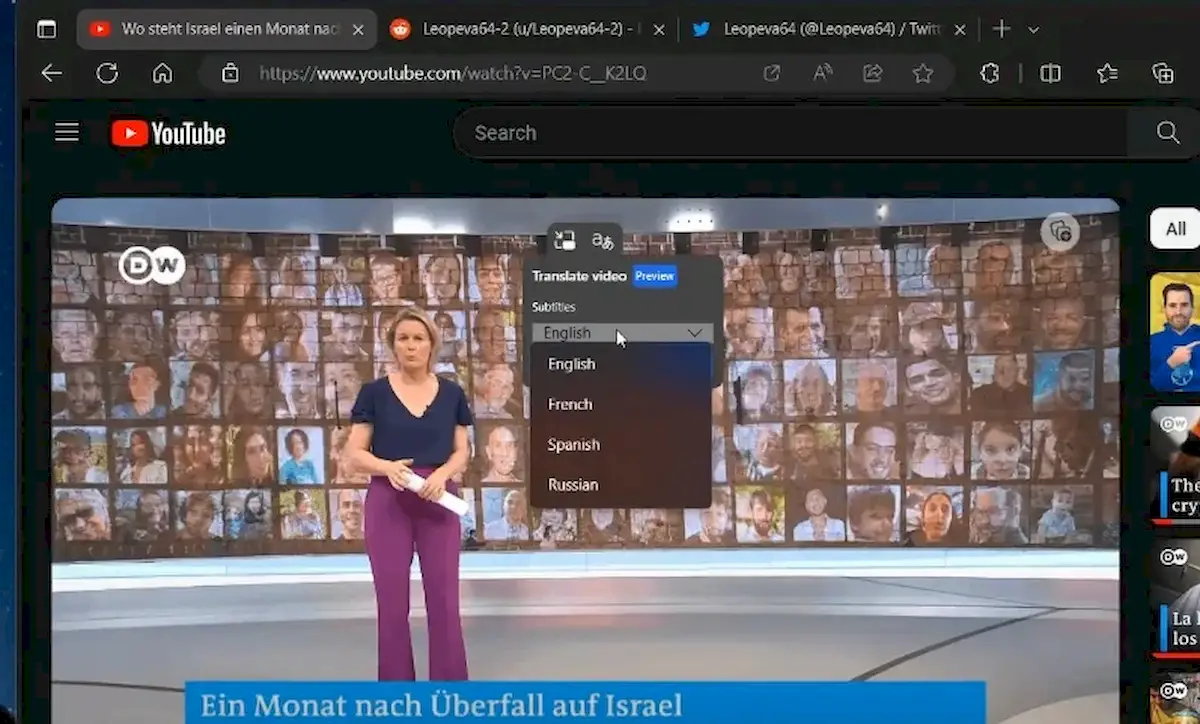 Tradução de vídeo está chegando ao Microsoft Edge