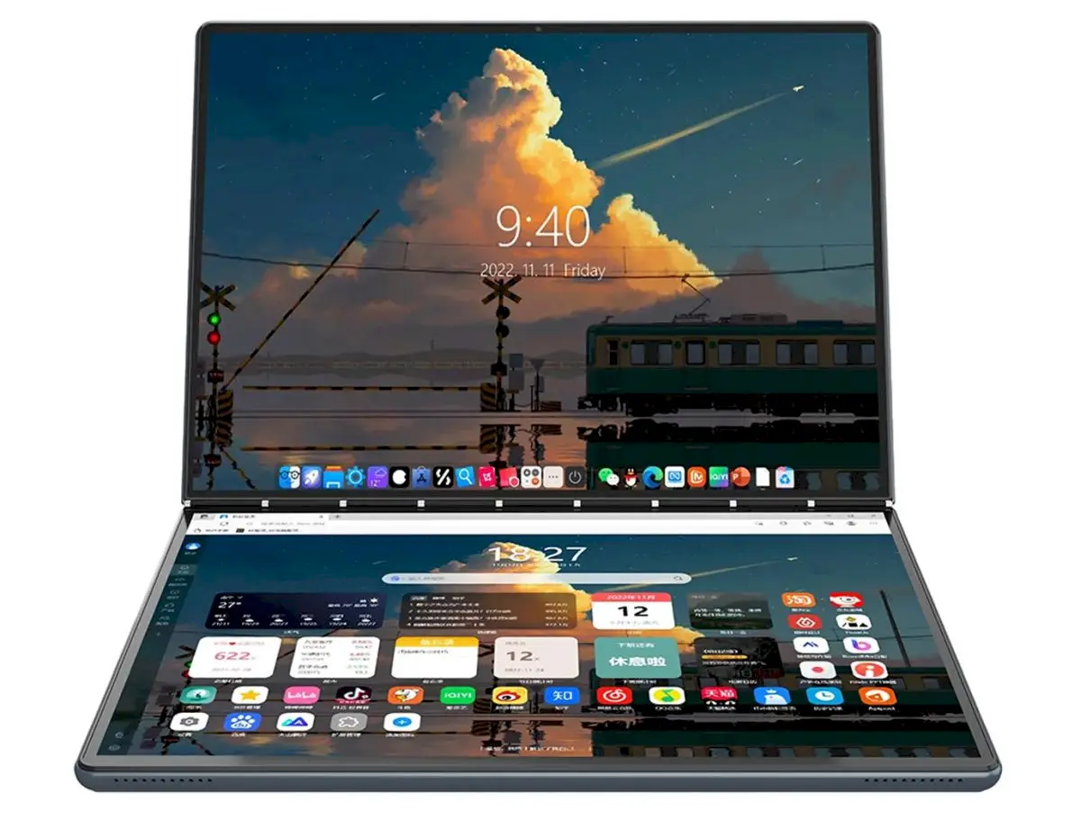 SZBOX DS135D, um laptop de tela dupla como o Yoga Book 9i