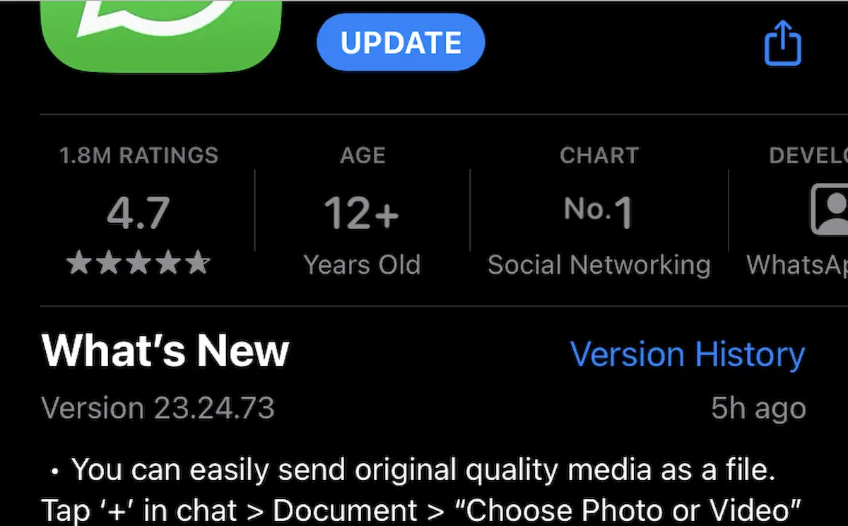 WhatsApp para iOS compartilhará mídia com qualidade original