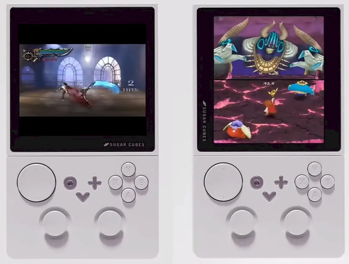 Console com tela que pode girar para o modo paisagem ou retrato