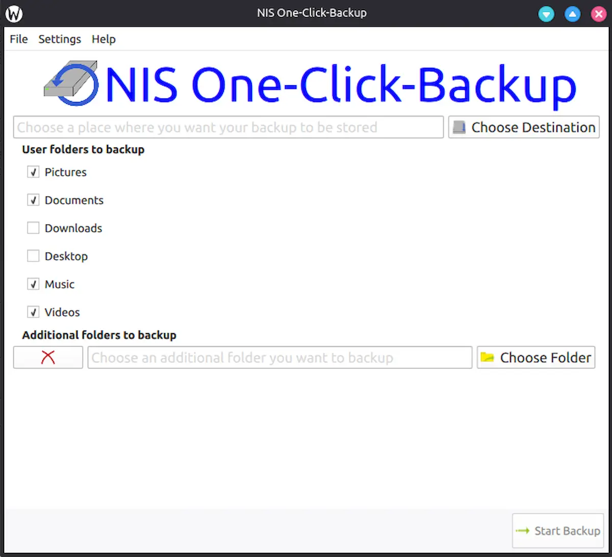 Como instalar o NIS One-Click-Backup no Linux via Flatpak