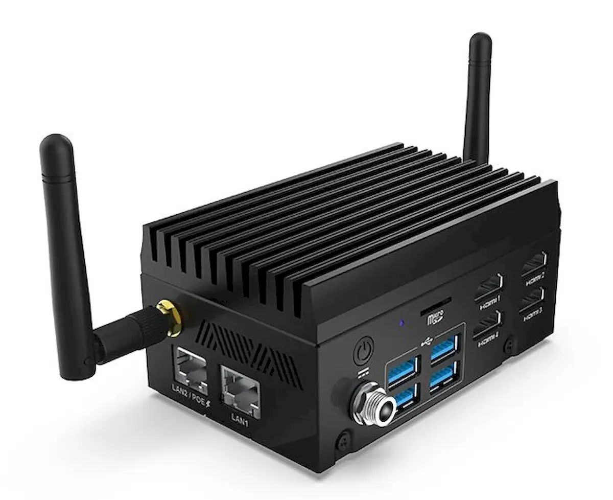 ECS LIVA X3A, um PC compacto fanless com chip RK3588 e 4 portas HDMI