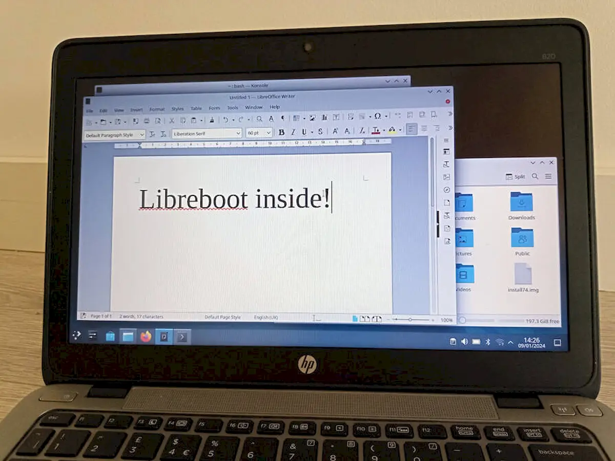 Libreboot agora suporta laptops HP EliteBook 820 G2