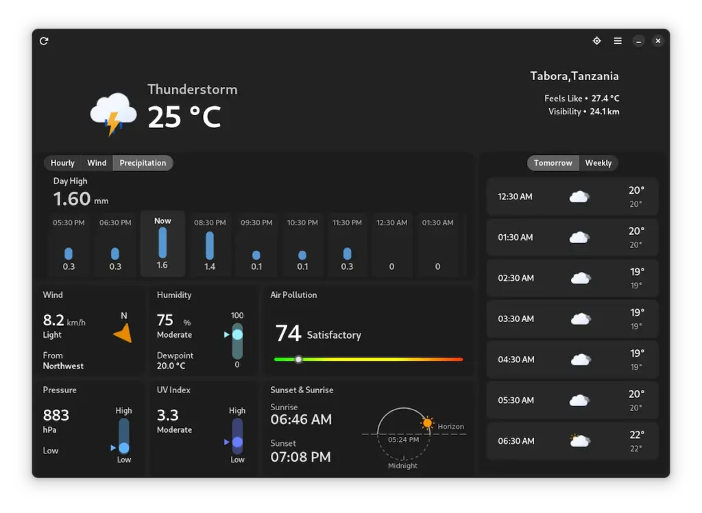 Apps de previsão do tempo no Linux consomem muito menos RAM que o Windows 11 2 Como instalar o aplicativo de tempo Mousam no Linux via Flatpak