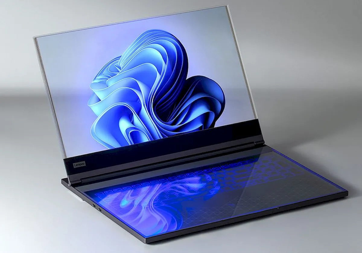 Lenovo criou um laptop conceitual com tela transparente