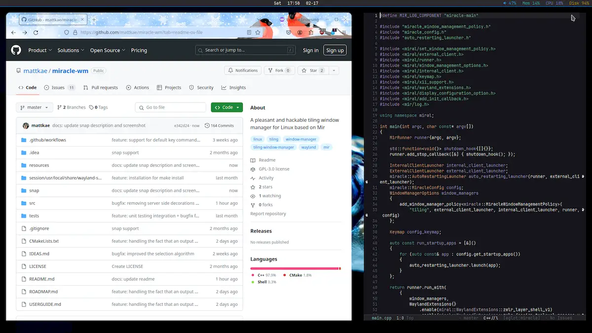 Miracle-WM, um novo compositor Tiling Wayland baseado no Mir