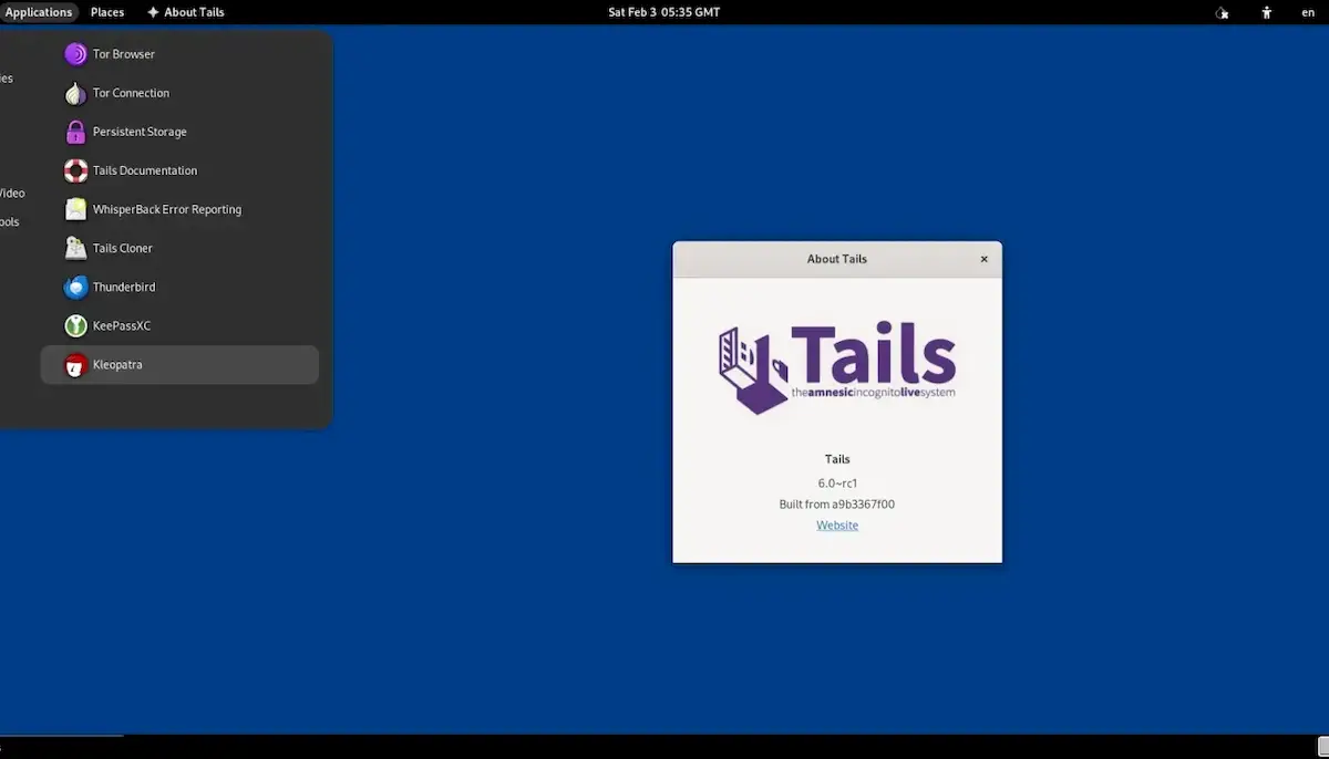 Tails 6 RC1 lançado com base no Debian 12 Bookworm