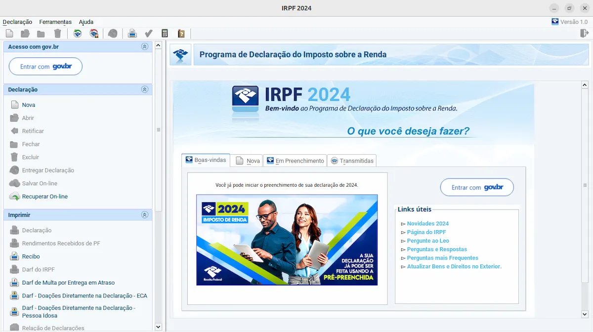 Como instalar o IRPF 2024 no Linux via Flatpak