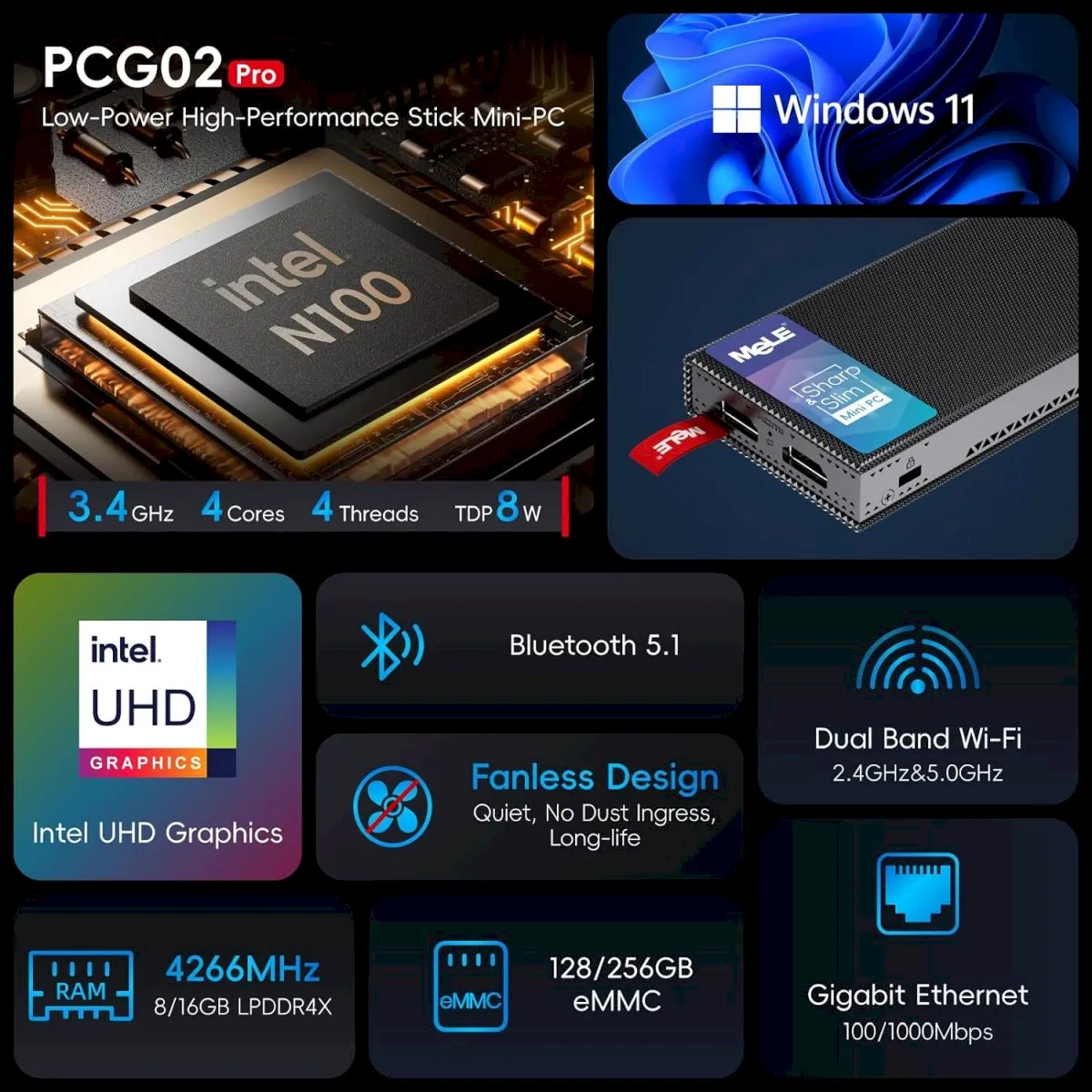 MELE PCG02 Pro agora vem com processador Intel N100
