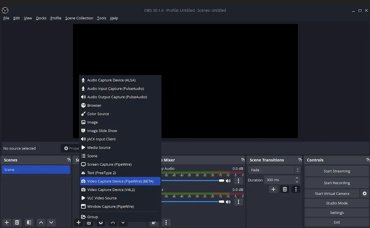 OBS Studio 30.1 lançado com PipeWire Camera Source, e mais