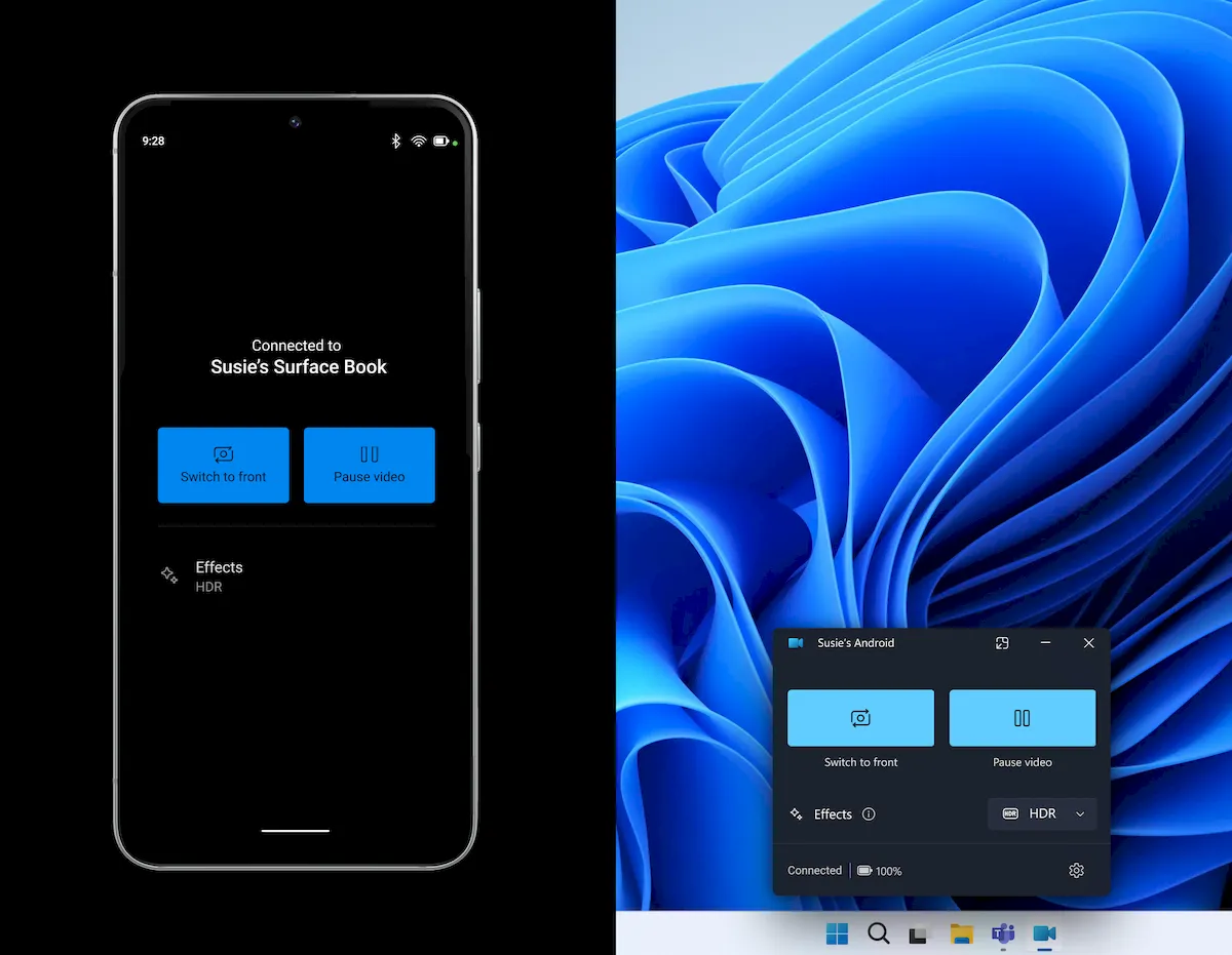 Smartphone Android como webcam está chegando ao Windows 11
